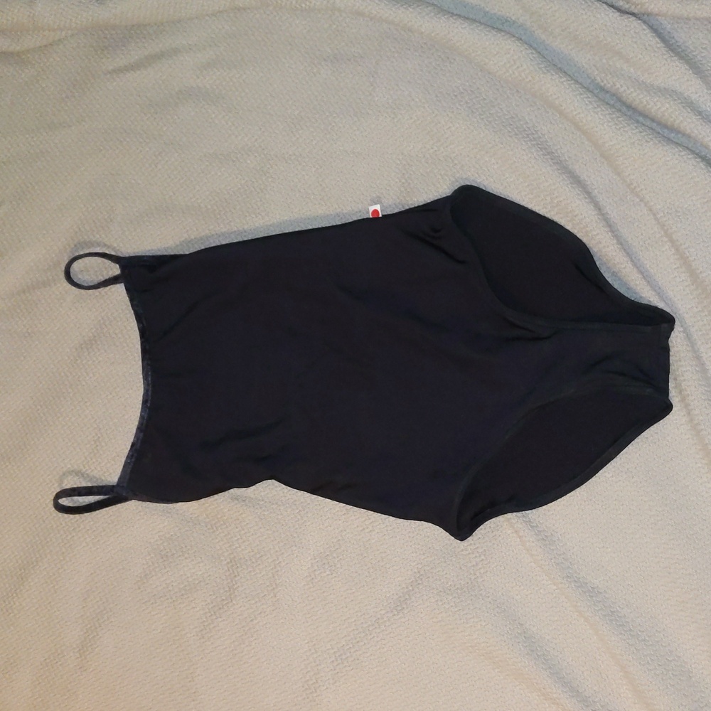 Black Yumiko Leotard Velvet Trim